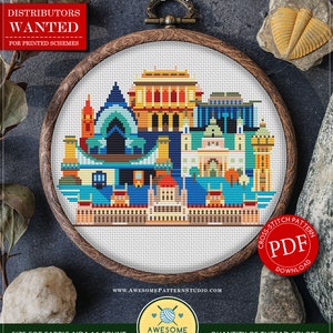 Budapest, Hungary #P670 PDF Cross Stitch Pattern Embroidery Pattern Download | Embroidery | Cross Stitch Designs