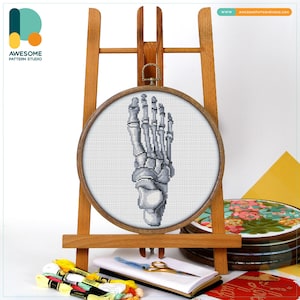 Foot Bones The Human Anatomy Cross Stitch Pattern and Kit - Modern Needlework Art Embroidery Sampler, CS2067