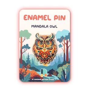 Pin esmaltado de búho mandala – Pin de solapa de pájaro de esmalte duro, broche de búho bohemio, joyería espiritual de la vida silvestre, regalo símbolo de sabiduría EP030