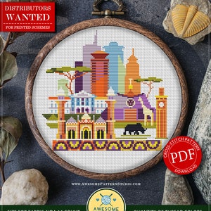 Nairobi, Kenya #P677 PDF Cross Stitch Pattern Cross Stitch Pattern Download | How to Cross Stitch | Needlepoint | Embroidery Designs