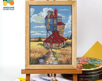The Burrow Cross Stitch Kit and Pattern: Modern Needlework Art and Embroidery Sampler, CS2494