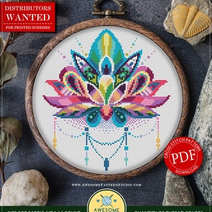 Mandala Lotus #P168 Embroidery Cross Stitch Pattern Instant Download | Stitching | Cross Stitch Designs | Cross Pattern | How To Embroider