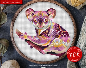 Mandala Koala #P571 Cross Stitch Embroidery Pattern Download | Cross Stitch Kits | Embroidery Kits | Cross Stitch Embroidery