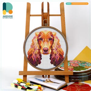 Spaniel Cocker Cross Stitch Pattern and Kit - Modern Cross Stitch Needlework Art for Pet Lovers, CS797