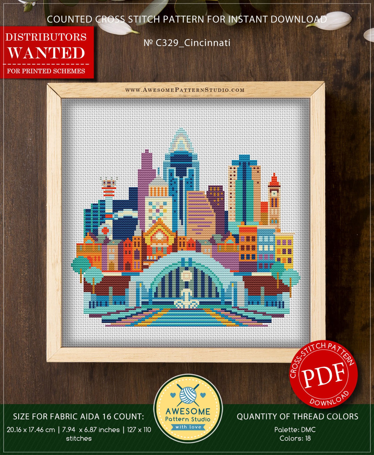 Cincinnati P329 Cross Stitch Embroidery PDF Pattern Download Etsy UK