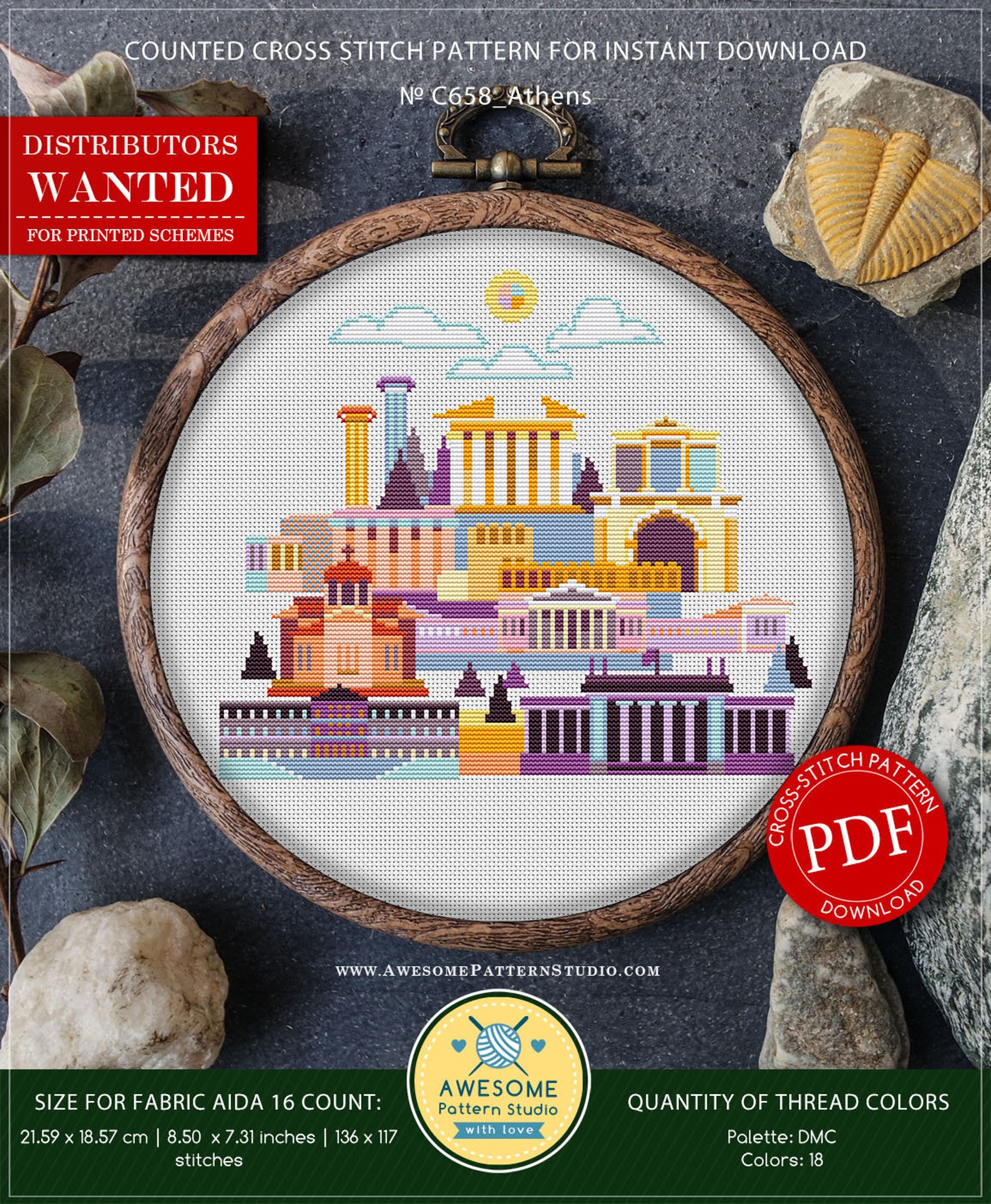 Athens Greece P658 Cross Stitch Pattern Embroidery PDF Etsy