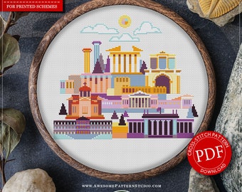 Athens, Greece #P658 Cross Stitch Pattern Embroidery PDF Pattern Download Cross Stitch Patterns | Embroidery Pattern | Cross Stitch Designs