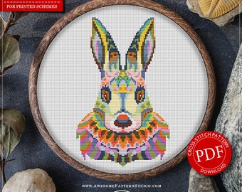 Mandala Rabbit #P182 Embroidery Cross Stitch PDF Pattern Download | Stitching | Cross Stitch Designs | Cross Stitch Embroidery