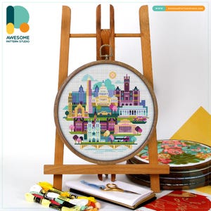 Washington D.C., USA, America Cross Stitch Pattern and Kit: Modern Needlework Art with PDF Pattern for Embroidery Sampler Enthusiasts, CS083