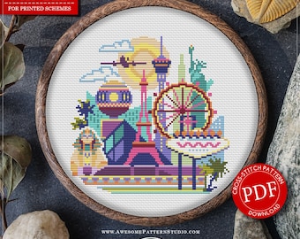 Las Vegas #P072 Cross Stitch Embroidery Pattern Instant Download | Cross Stitch Patterns | Needlepoint | Embroidery Designs