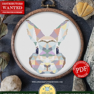 A4 Polygonal Rabbit #P246 Cross Stitch Embroidery Pattern Download | Cross Stitch Patterns | Embroidery Kits | Embroidery Designs