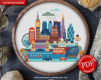 London #P135 Cross Stitch Embroidery PDF Pattern Download | Cross Stitch Kits | Embroidery Kits | Counted Cross Stitch | Cross Designs