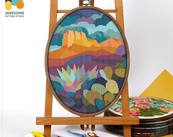 Guadalupe Mountains, USA Cross Stitch Pattern and Kit - Modern Embroidery Sampler, Needlework Art for Nature Lovers, CS1119