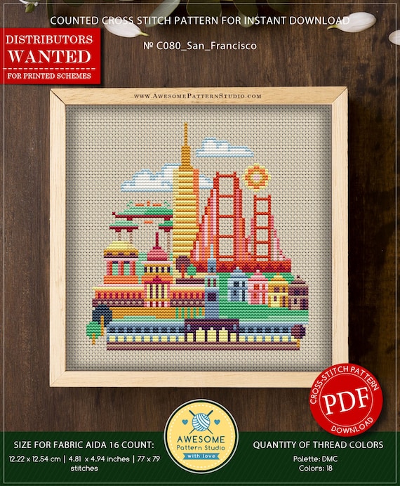 San Francisco #P080 Embroidery Cross Stitch PDF Pattern