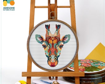 Mandala Giraffe CS206, Counted Cross Stitch Pattern KIT and PDF | Pdf Pattern Download | Pattern Download | Cross Pattern