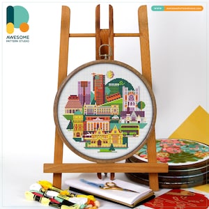 Wellington, New Zealand Cross Stitch Pattern and Kit: Modern Cross Stitch Needlework Art, Embroidery Sampler for Creative Decor, CS1412