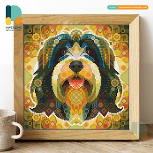 Mandala Tibetan Terrier DS2143, KIT fai da te per pittura diamante / Kit pittura diamante / Kit arte diamante per adulti / Tutti gli articoli inclusi