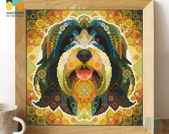 Mandala Tibet Terrier DS2143, Diamant Malerei DIY KIT | Diamant Malerei Set | Diamond Art Kits für Erwachsene | Alle Artikel enthalten