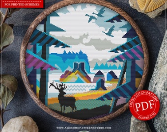 Olympic National Park #P464 Embroidery Cross Stitch Pattern Instant Download | Cross Stitch Kits | Cross Stitch Designs | Cross Pattern