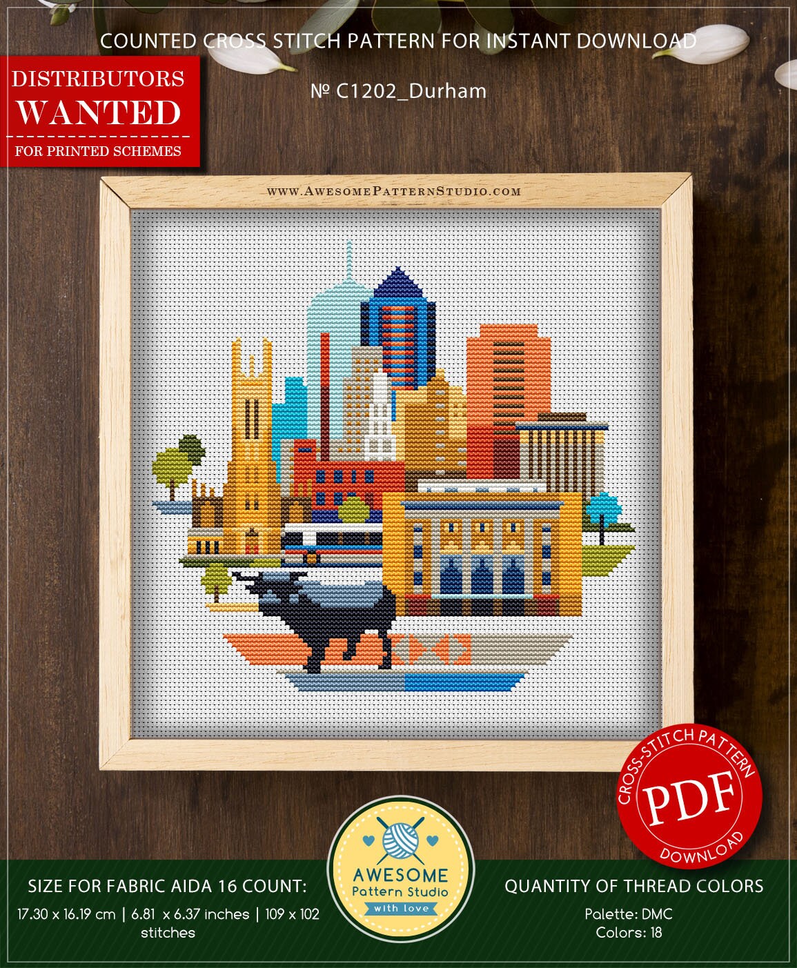 Durham P1202 Cross Stitch Pattern Embroidery PDF Pattern Etsy