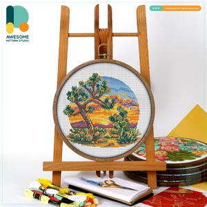 Joshua Tree National Park, California, USA Cross Stitch Pattern and Kit: Modern Needlework Art, Embroidery Sampler, CS2643