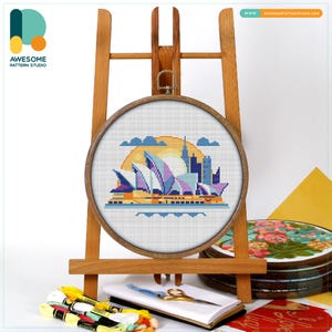 Sydney Opera House, Australia Cross Stitch Pattern and Kit  Modern Embroidery Sampler for Needlework Art Enthusiasts, CS2363