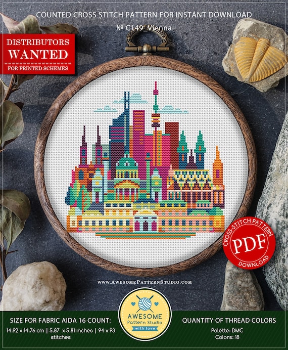 Vienna P149 Embroidery Cross Stitch Pattern Download Cross Stitch Kits  Needlepoint Kits Counted Cross Stitch Embroidery Stitches 