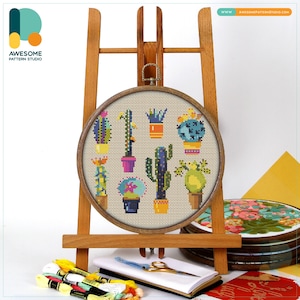Cactus CS107, Counted Cross Stitch Pattern KIT and PDF | Embroidery Kits | Embroidery Kits | Cross Stitch Designs | Embroidery Kits