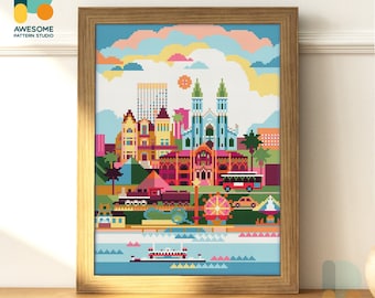 Galveston, USA Diamond Painting Kit: Modern Diamond Painting Mosaic Kit Sampler for 5d Diamond Painting Art Enthusiasts, DS316