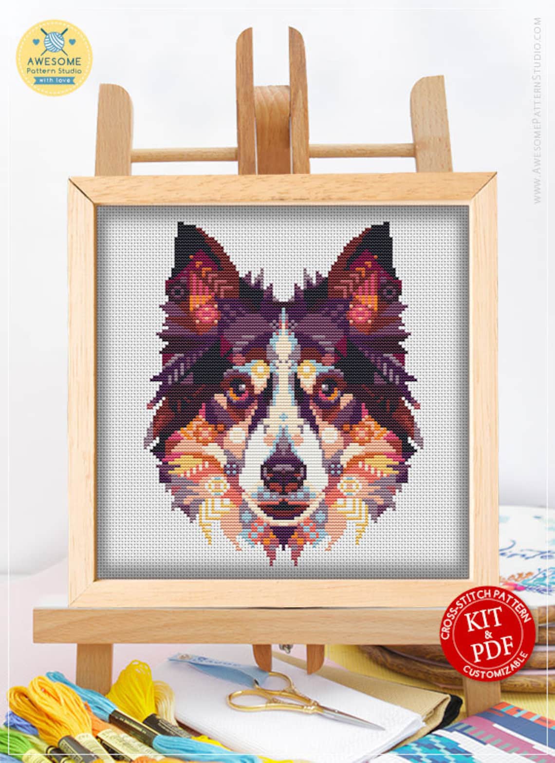Border Collie CS763 Counted Cross Stitch Pattern KIT and PDF Etsy