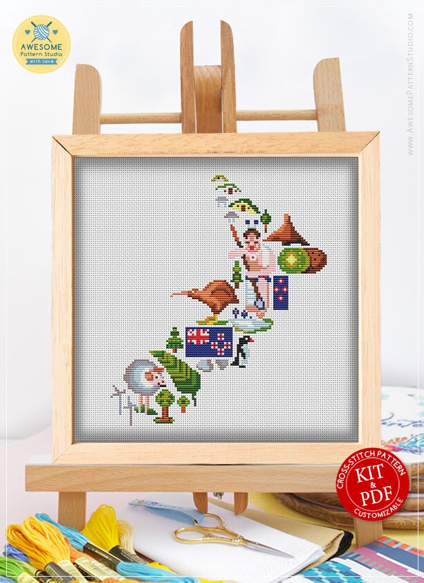 New Zealand in Icons CS851 Counted Cross Stitch Pattern KIT Etsy