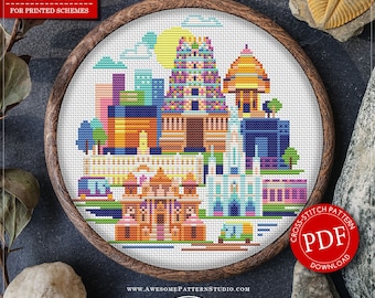 Chennai, India #P671 PDF Cross Stitch Pattern Cross Stitch Embroidery PDF Pattern Download Stitching | Embroidery PDF | Needlepoint