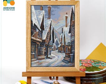 Hogsmeade Village Cross Stitch Pattern and Kit: Modern Cross Stitch Needlework Art for Magical Embroidery Sampler Lovers, CS2486