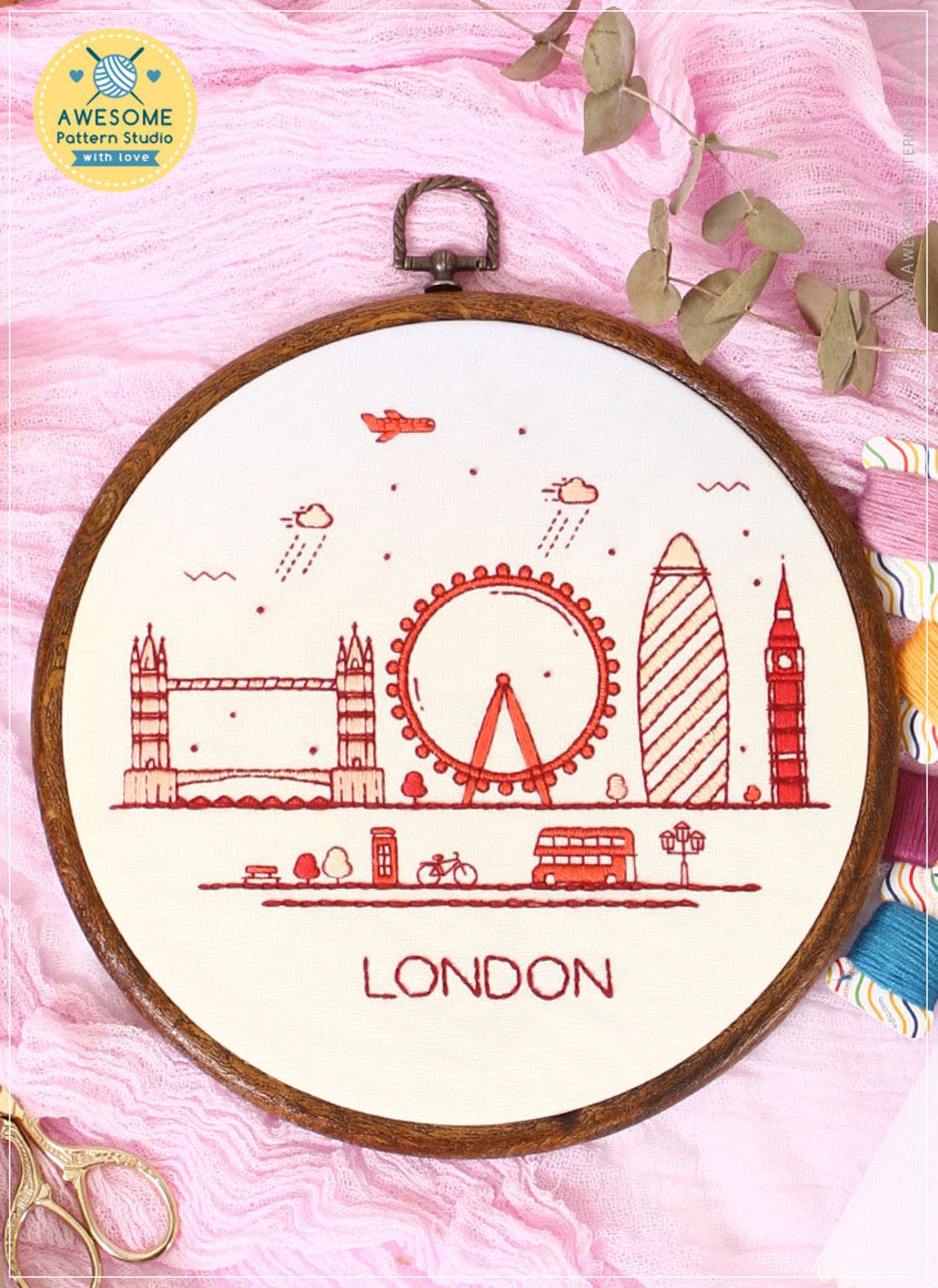 London England Embroidery EM183 Embroidery Pattern KIT and Etsy