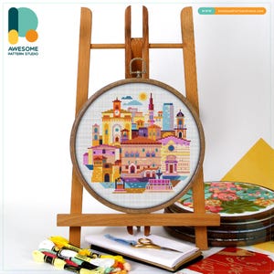 Perugia Italy CS3408, Counted Cross Stitch Pattern KIT and PDF | Embroidery Pdf Pattern Download | Cross Stitch Kits | How To Cross Stitch CS3408(108 x 100)