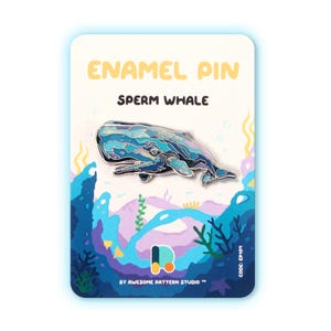 Sperm Whale Enamel Pin, Ocean Animal Pin, Whale Lover Gift, Sea Life Jacket Pin, Marine Wildlife Bag Accessory EP104