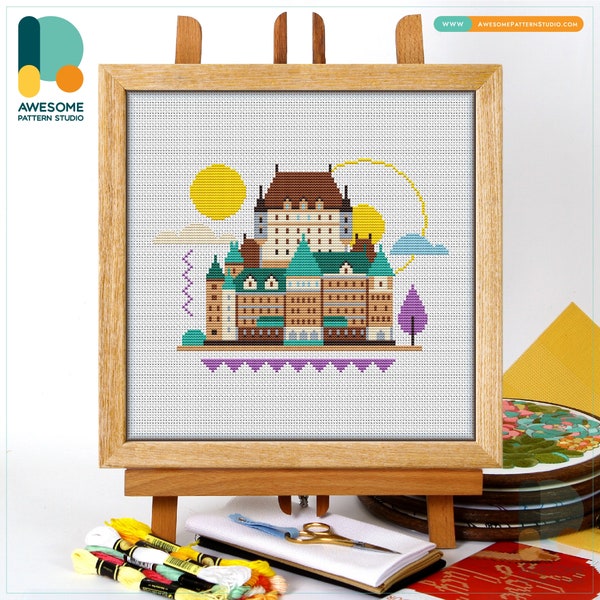 Fairmont Le Chateau Frontenac CS2365, Counted Cross Stitch Pattern KIT and PDF | Embroidery Pdf Pattern Download | Cross Stitch Kits