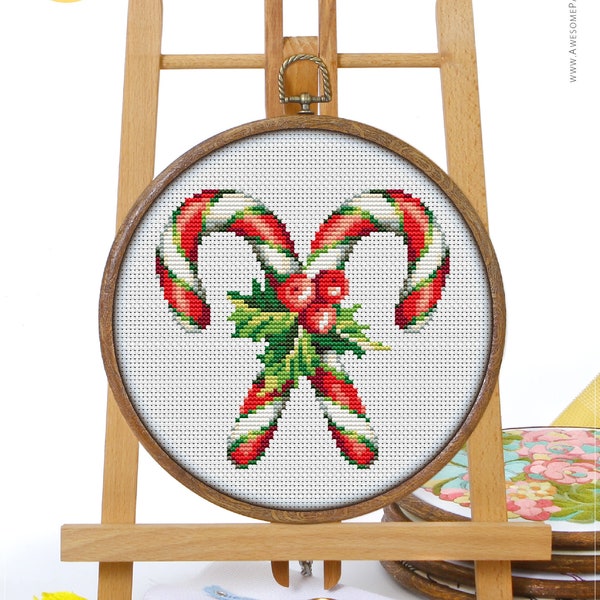 Candy Cane Cross Stitch Etsy