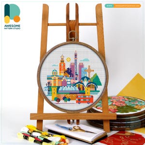 Skopje, North Macedonia, Europe Cross Stitch Pattern and Kit - Modern Cross Stitch Needlework Art, CS1183