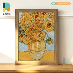 Girasoli di Van Gogh DS2241, KIT fai da te per pittura diamante / Kit pittura diamante / Kit arte diamante per adulti / Tutti gli articoli inclusi