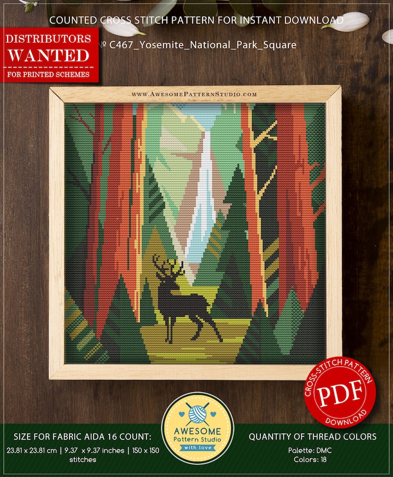 Yosemite National Park P467 Cross Stitch Embroidery Pattern Etsy Italia