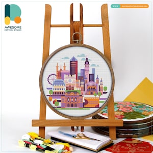 Lyon, France, Europe Cross Stitch Pattern and Kit: Modern Needlework Art for Embroidery Lovers, CS940