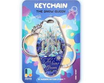 Fairytale Inspired Snow Queen Castle Keychain, Fairy Tale Bag Charm, Winter Princess Keyring, Enchanted Castle Gift for Storybook Fans