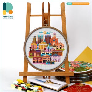 Treviso Italy CS3409, Counted Cross Stitch Pattern KIT and PDF | Embroidery Pdf Pattern Download | Cross Stitch Kits | How To Cross Stitch CS3409(112 x 102)