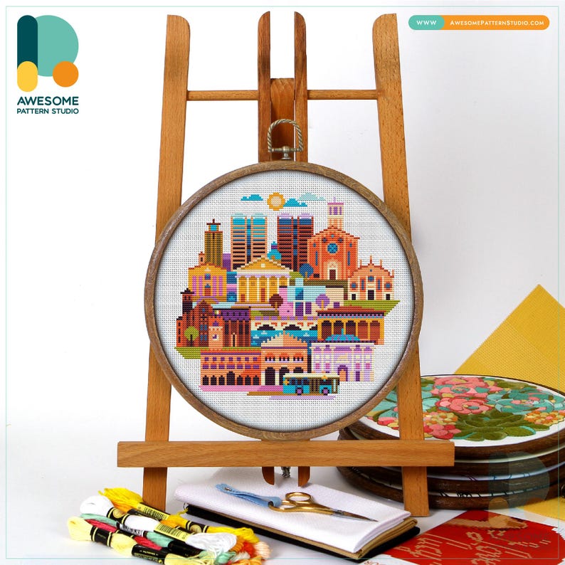 Treviso Italy CS3409, Counted Cross Stitch Pattern KIT and PDF | Embroidery Pdf Pattern Download | Cross Stitch Kits | How To Cross Stitch CS3409(112 x 102)