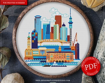 Auckland #P622 Embroidery Cross Stitch PDF Pattern Download | Cross Stitch Kits | Cross Stitch Designs | Embroidery Designs | Cross Designs