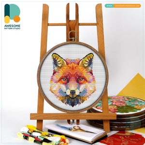 Mandala Fox CS619, Counted Cross Stitch Pattern KIT and PDF | Pattern Download | Embroidery Kits | Stitch Patterns | Pdf Pattern Download