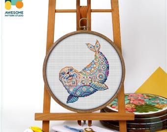 Bearded Seal Cross Stitch Pattern and Kit - Modern Needlework Art for Embroidery Lovers, CS1293