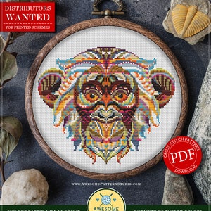 Mandala Apa #P223 Broderi Korsstygn PDF-mönster för nedladdning | Sömnad | Cross Stitch World | Räknat Korsstygn | Korsmönster