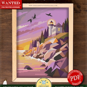 Acadia National Park  #P438 Cross Stitch Embroidery PDF Pattern Download | Cross Stitch Kits | How To Cross Stitch | Counted Cross Stitch